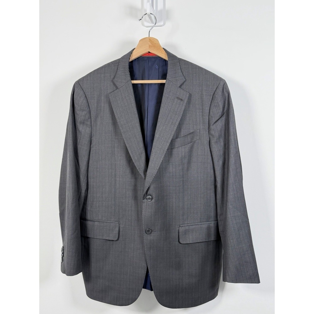 Isaia Napoli Blazer Mens 44R Gray Subtle Pinstripes Wool 130s Suit Coat Jacket